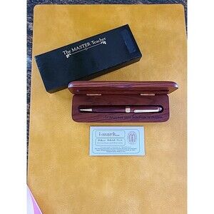 VTG Wood Grain & Gold Collectible Pen in 6.75" Wooden Box Case Excellent Teacher
